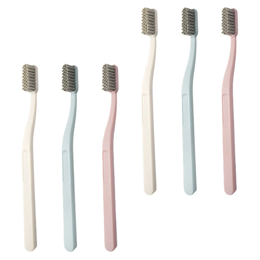 6 Pcs Stiff Brush Toothbrushes Dental Cleaning Manual Aldult Nylon Adults Hard Bristles Oral