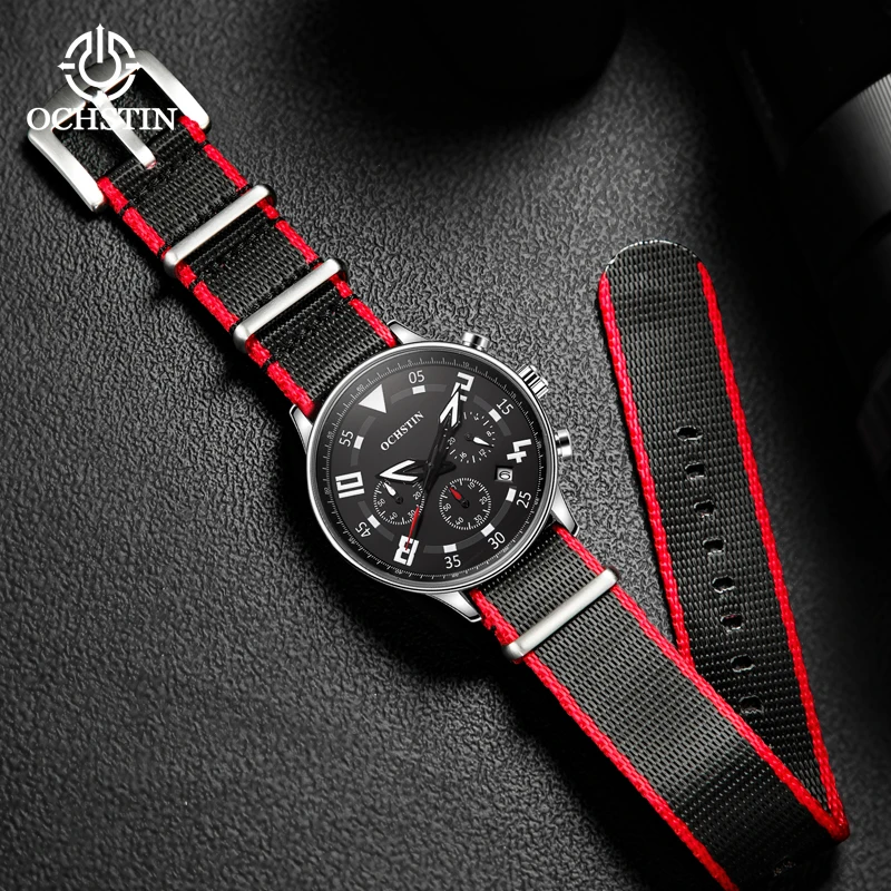 New ochstin2024 innovative nylon series fashionable and comfortable multi-function quartz movement watch men's quartz watches