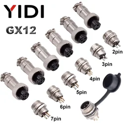 1set GX12 2/3/4/5/6/7 Pin Aviation Connector, 12mm Male + Female L88-93 Circular Air Socket Plug Electrical Wire Panel Connector