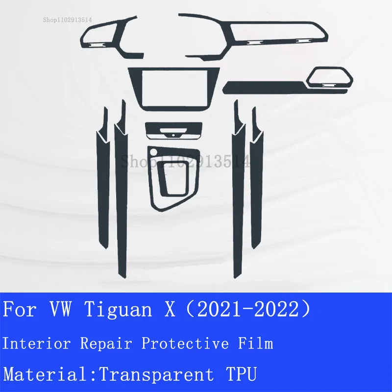 For VW Tiguan X(2021-2022) Car Interior Center Console Transparent TPU Protective  Anti-scratch Repair Film Accessories