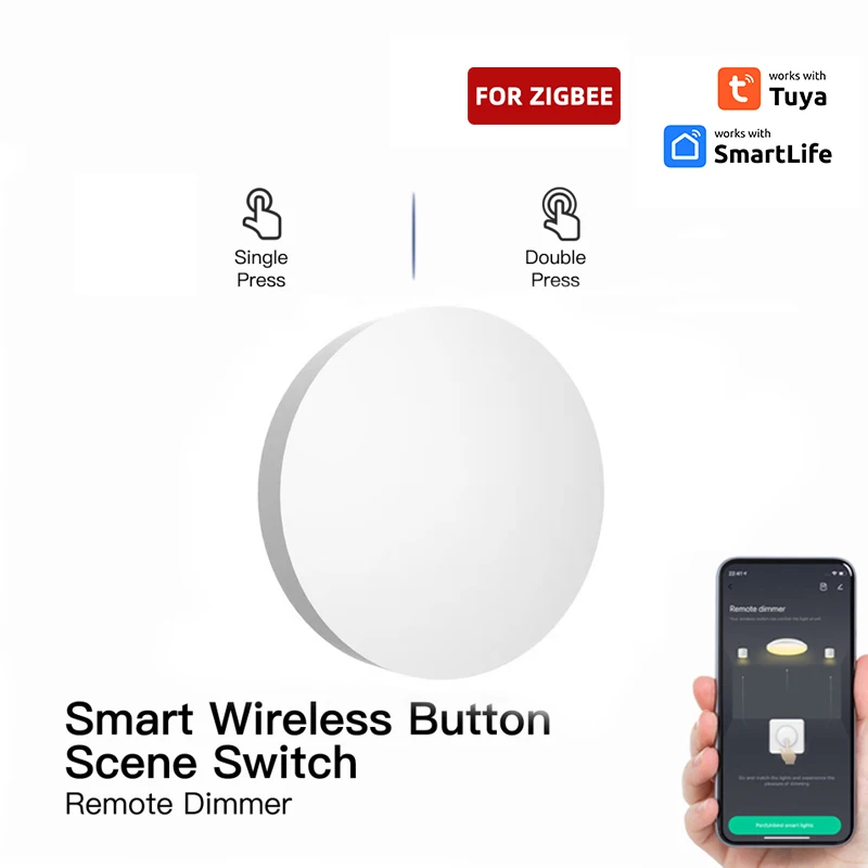 Tuya ZigBee Smart Push Button Scene Switch Multi-scene Linkage Wireless Remote Control Intelligent Smart Home Use Zigbee Gateway