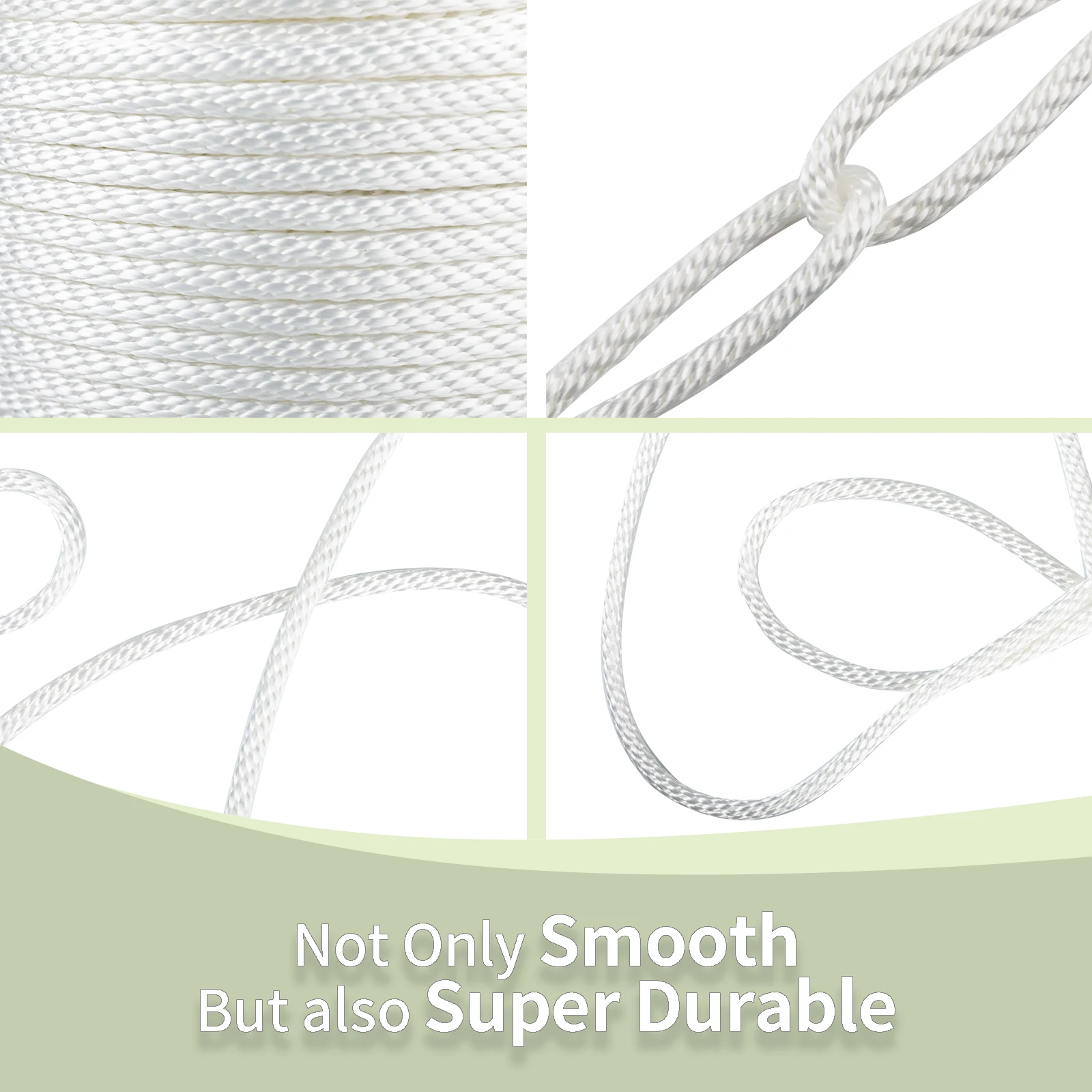 3/16 100 FT Multi-Functional Woven Nylon Rope - Waterproof, Heavy-Duty Durable - For Flag Flying, Clothes Drying, Hiking & More.