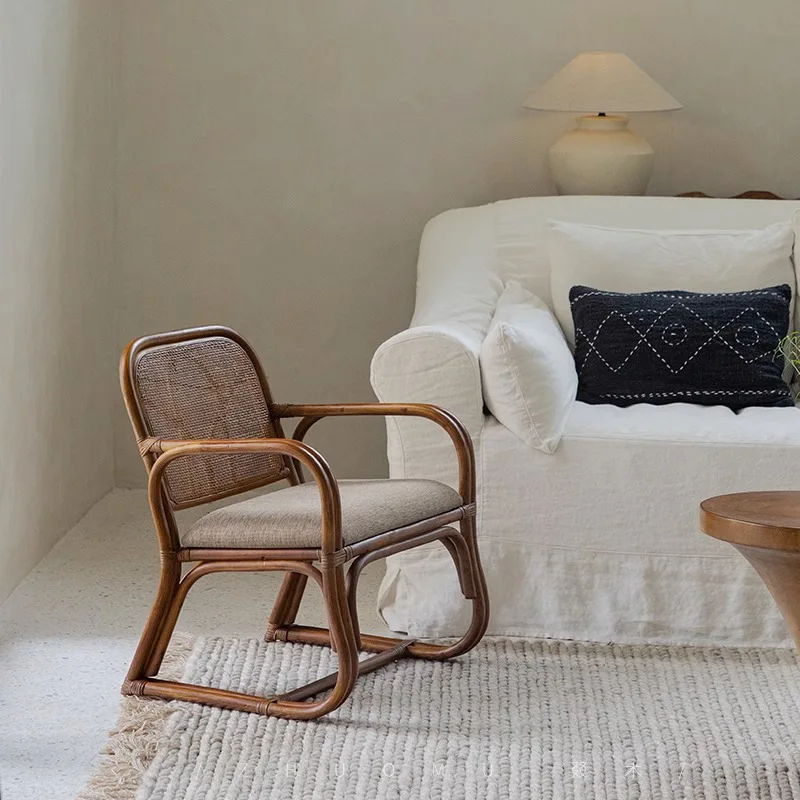 South East Asia Rattan Armchair Living Room Leisure Sofa Chair Home Balcony Armrest Chair Quiet Wind B & B