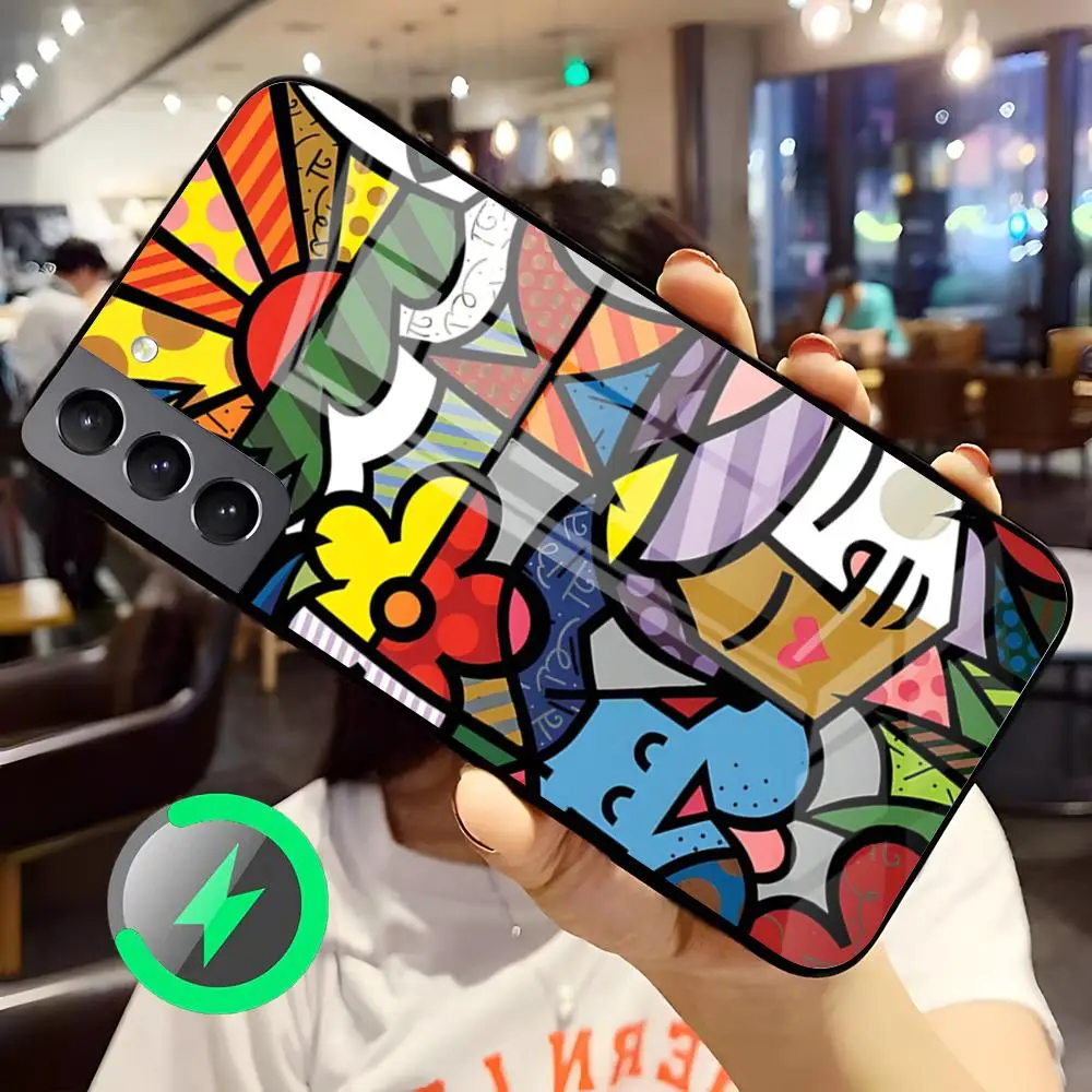 Etui na telefon Romero Britto Art do Samsunga S26 S25 S24 S23 S22 S21 S20 Edge Ultra Plus FE, szklane etui kompatybilne z Magsafe — zdjęcie produktu 6