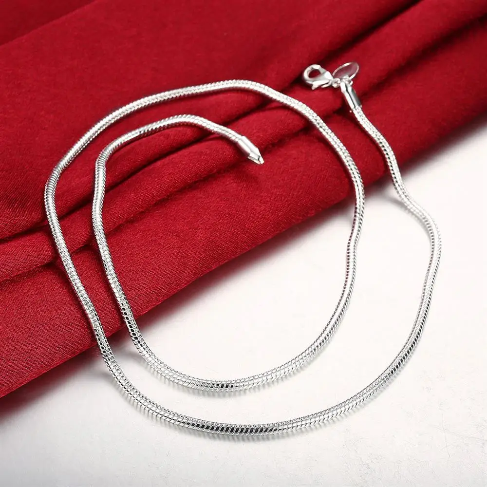 

925 Sterling Silver 16/18/20/22/24 Inch 3MM Snake Bone Chain Necklace For Women Men Wedding Fashion Jewelry Charm Gifts