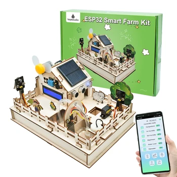 Keyestudio ESP32 مجموعة المزرعة الذكية IOT Kit مع لوحة ESP32 لـ Arduino Scratch 3.0 البرمجة الرسومية لتقوم بها بنفسك مجموعة المبتدئين الذكية