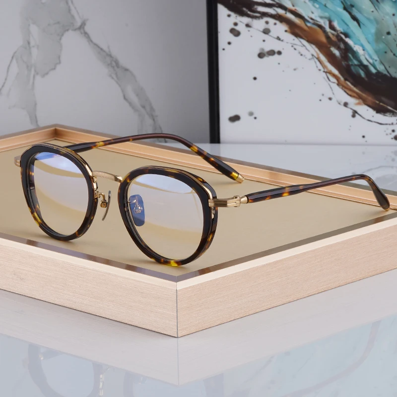 

High Quality Japanese Style Tortoise Acetate Glasses Frames For Men Women Handmade Brand Oval Eyewear Fashion Retro Eyeglasses