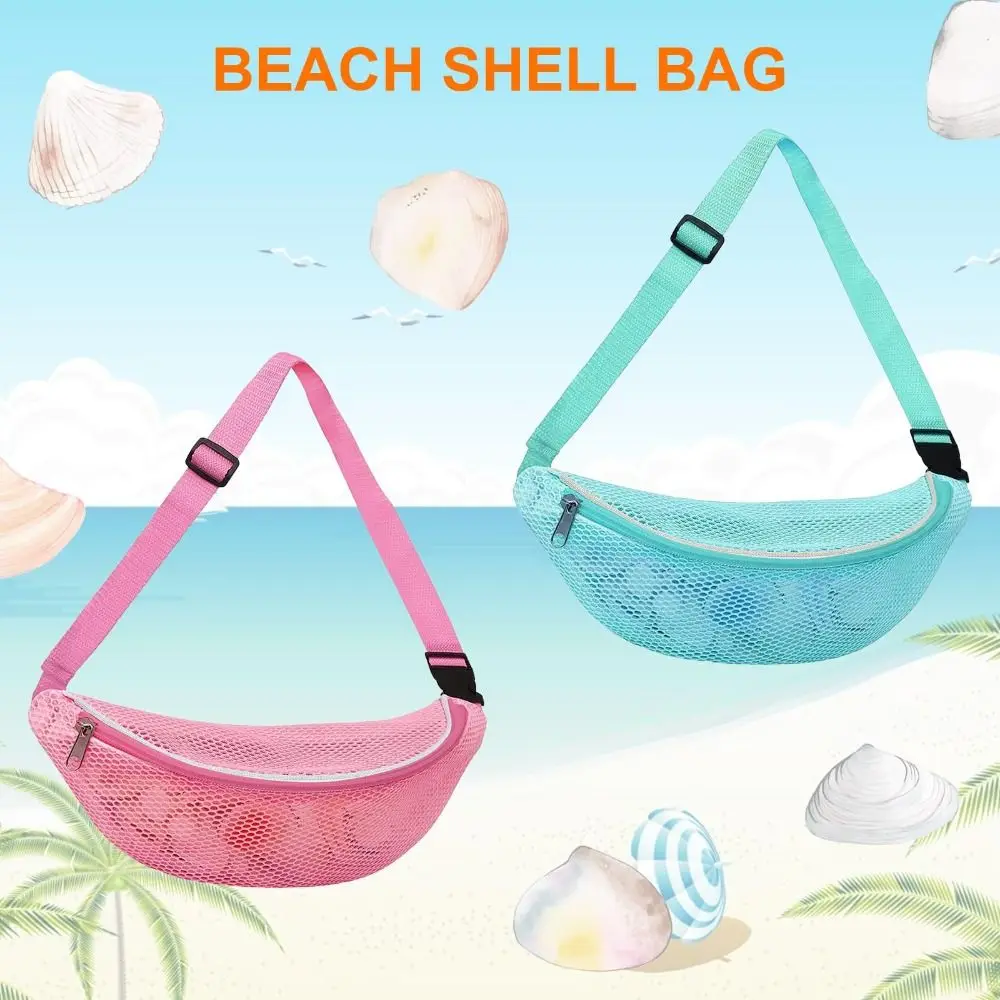 Adjustable Strap Mesh Beach Bag Zipper Pocket Breathable Mesh Running Belt Bag Foldable Easy Clean Waist Pack Outdoor Travel