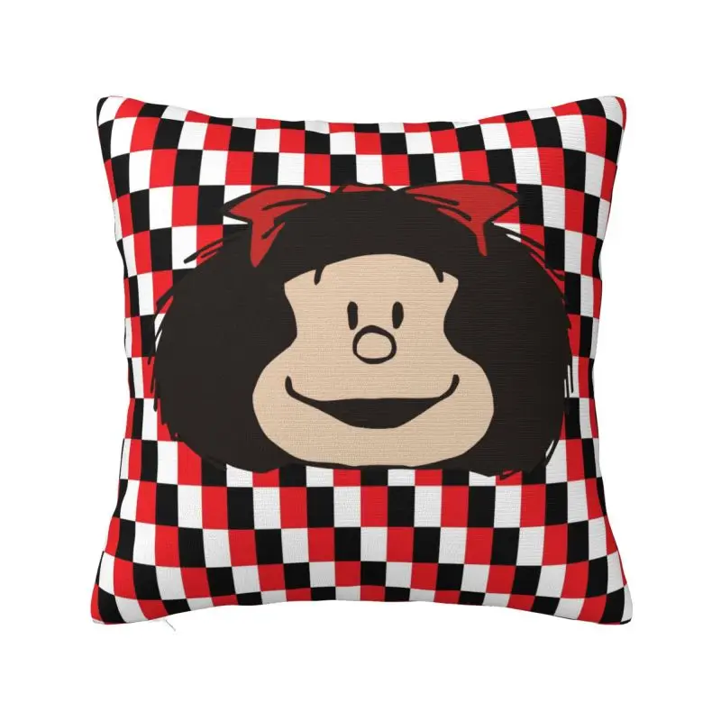 Custom Luxury Mafaldas Face Argentina Cartoon Quino Manga Cushion Covers 40x40cm Soft Pillow for Sofa Car Square Pillowcase