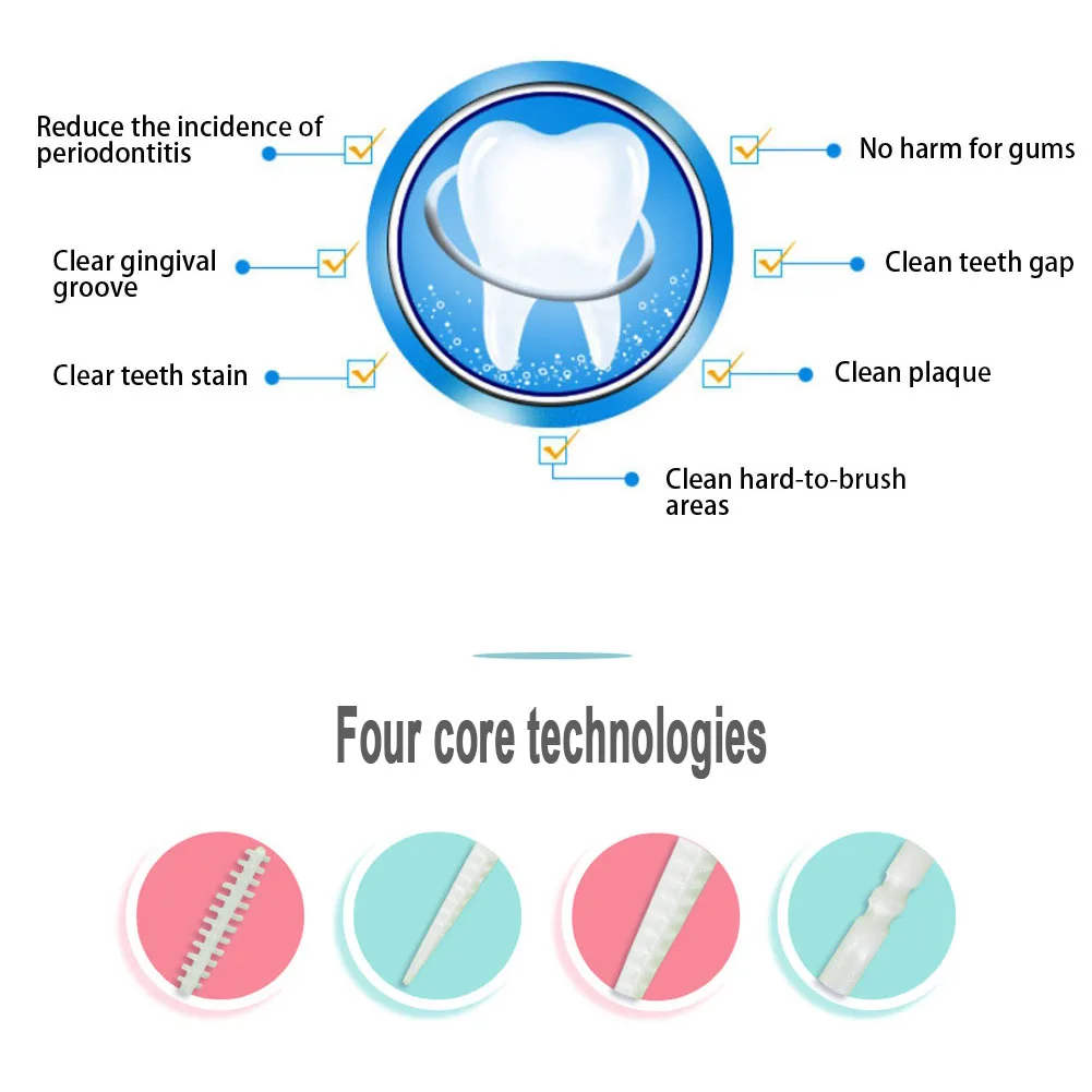 ไม้จิ้มฟันหัวคู่5แพ็ค + แปรง interdental 100ชิ้น/แพ็คเครื่องมือทำความสะอาดฟันการกำจัดคราบหินปูนการดูแลช่องปากไม้จิ้มฟัน