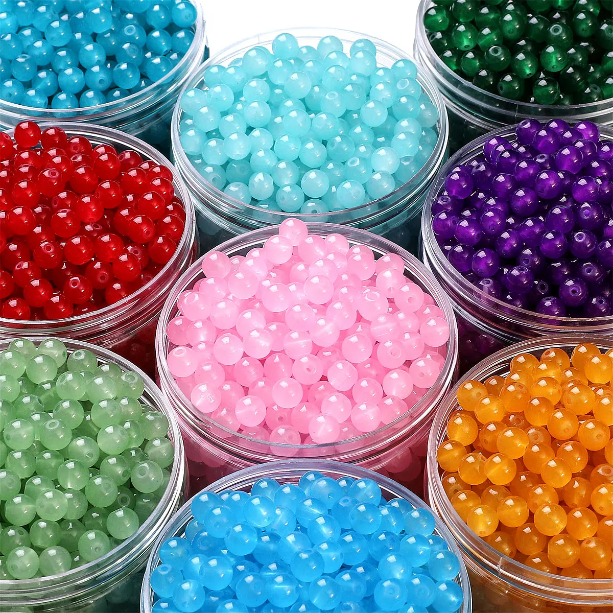 4/6/8/10мм Стеклянные Круглые Бусины "Имитация Нефрита" с Желеобразным Покрытием - Премиум DIY Украшения и Аксессуары (Браслет/Колье) 100/50/20шт/Упаковка