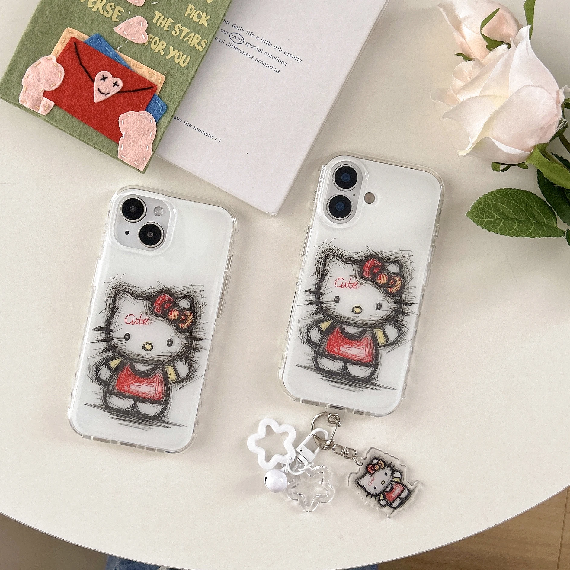

Latest Item Sanrio For Hello Kitty Hand-Drawn Version Individualistic Phone Case Anti-Drop For iPhone16 13 14 15 Pro Max Cartoon