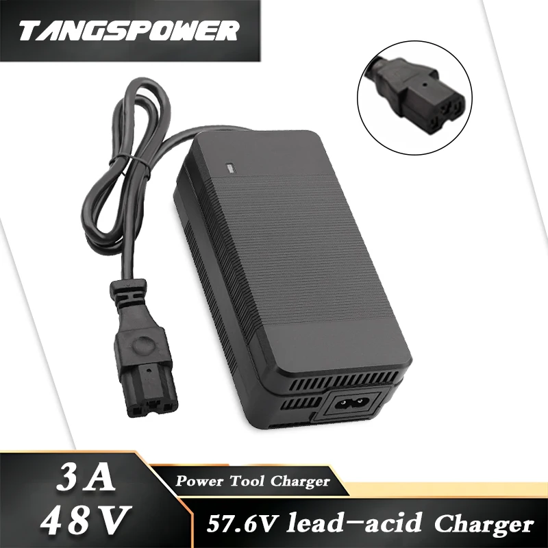 

48V 3A Lead Acid Battery Charger 57.6V Lead-acid Battery pack Fast Charging Power Tools Charger With Cooling Fan