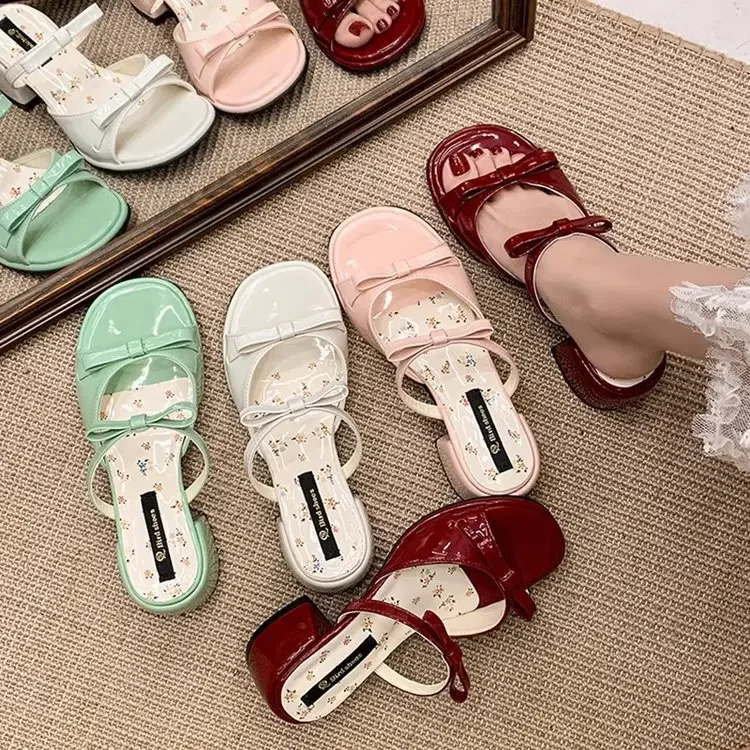 Floral Girl Crush Mary Jane Sandals for Women Dual Buckle Straps Square Toe Low Heel Memory Foam Insole Non Slip Leather Shoes