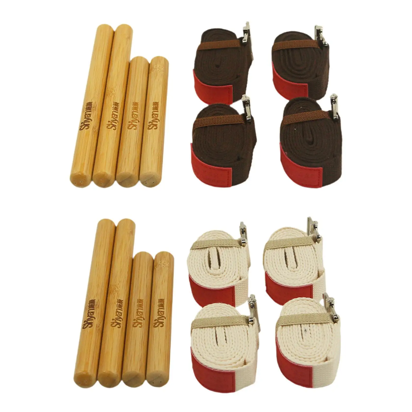 Solid Bamboo Massage Stick Set Yoga Assistance Knee Joint Therapy for Relax Muscles Wooden Massager Bamboo Massage Roller Sticks