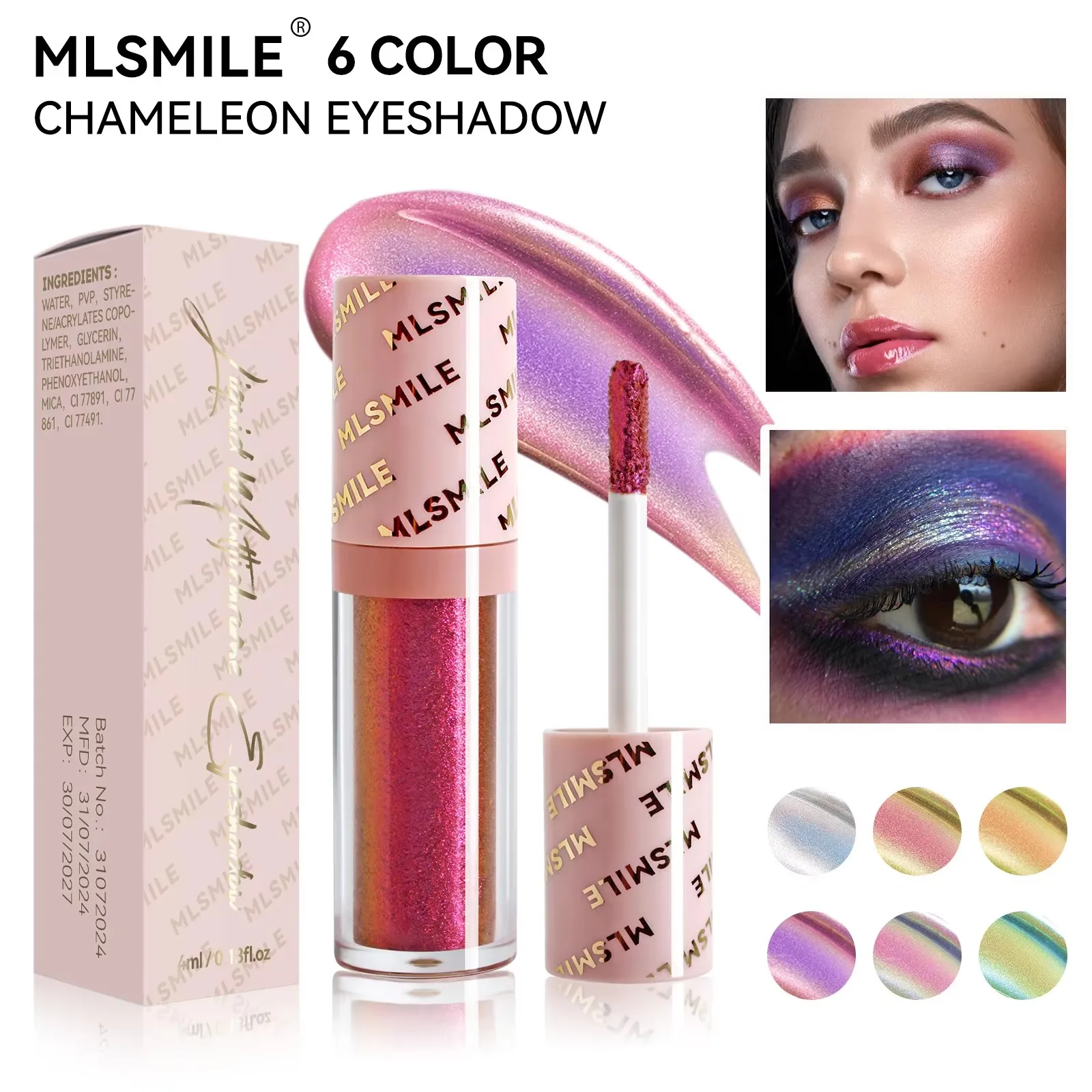 

6 Colors Liquid Eyeshadow Long Lasting Pearly Fine Sparkling Eye Shadow Highlighter Quick Drying Eyeshadow Stick Eye Makeup.