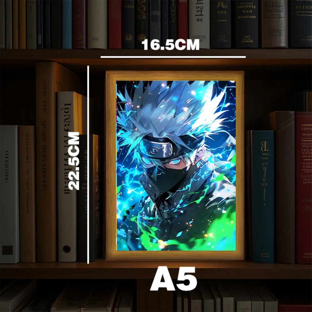 アニメナルトフィギュアステッカーライトペインティングフォトフレームルームインテリア Led ナイトライトサスケガアラムーンランプ誕生日誕生日ギフト