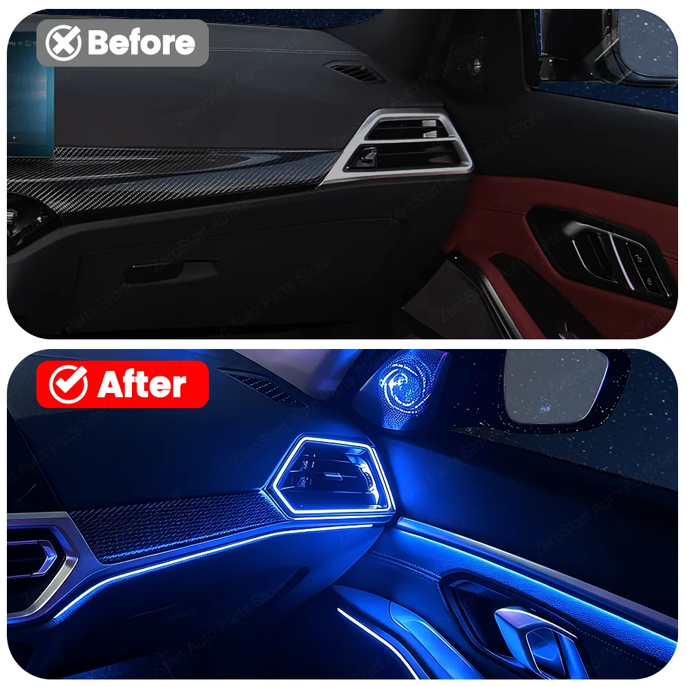 11 Colors LED Vent Mood Ambient Lighting For BMW 3/4 Series G20 G22 2019-2022 Car Lnterior Decorative Light Accessories