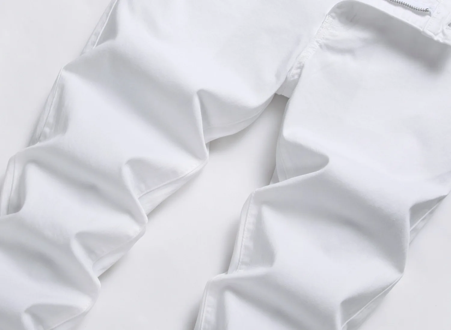 High-end fashion brand white jeans male personality slimming small feet elastic trend  autumn and winter 