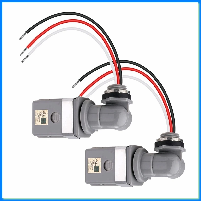 2 Packs Swivel Mount Photocontrol Outdoor Photocell Sensor with Stem, Photo Cell Sensor for Outdoor Lights-ABFB