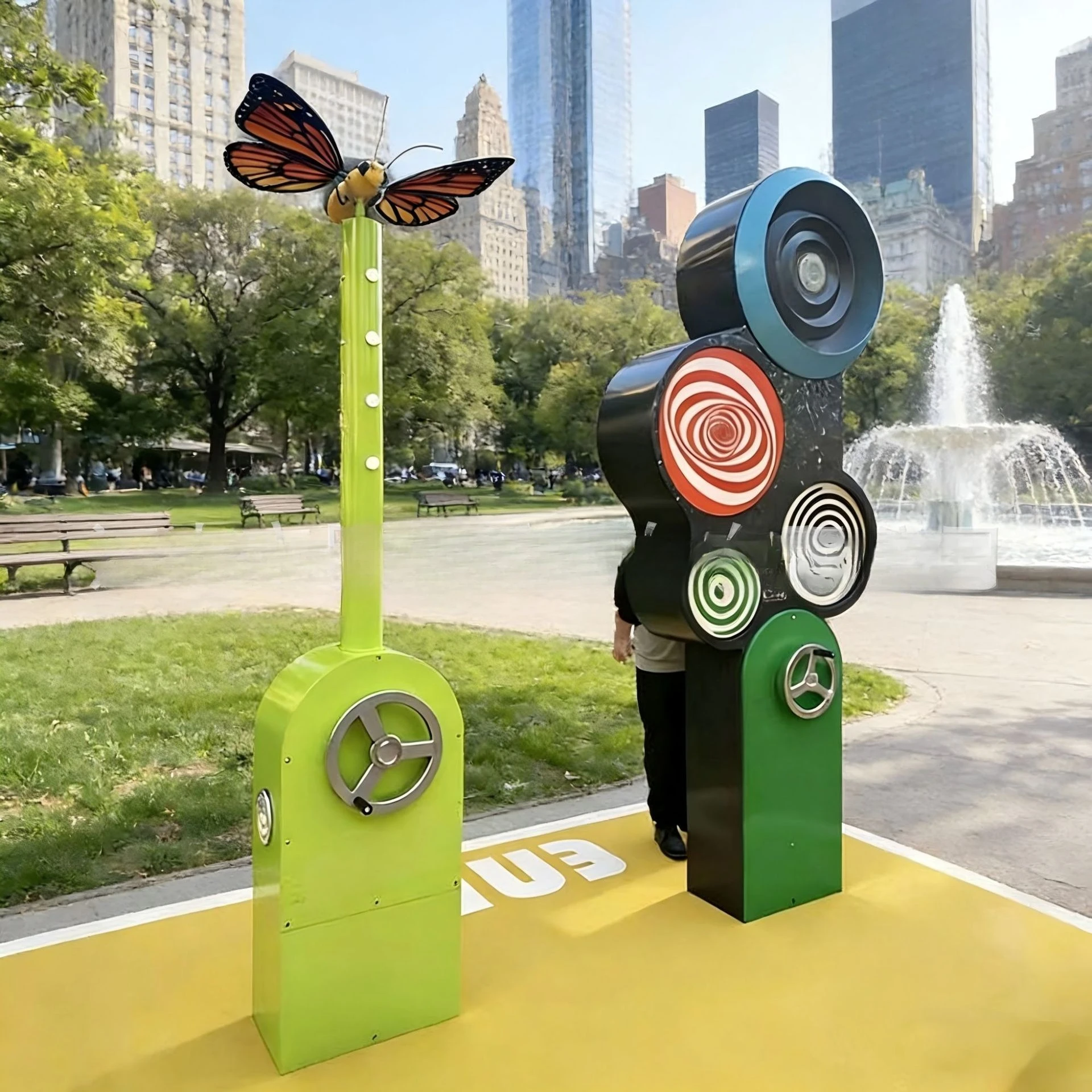 Playground Children's Community Park Outdoor Scenic Area Fitness Insect Butterfly Unpowered Hand Power Generation Smart Turntabl