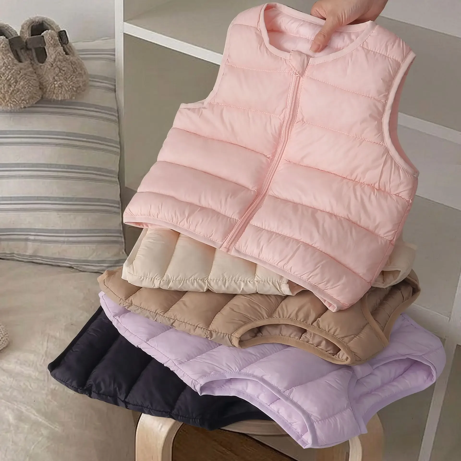 Lightweight Cotton Vest Baby Autumn Winter Warm Sleeveless Top Girls Boys Children Casual Kids Vest Sleeveless Puffer Innerwear