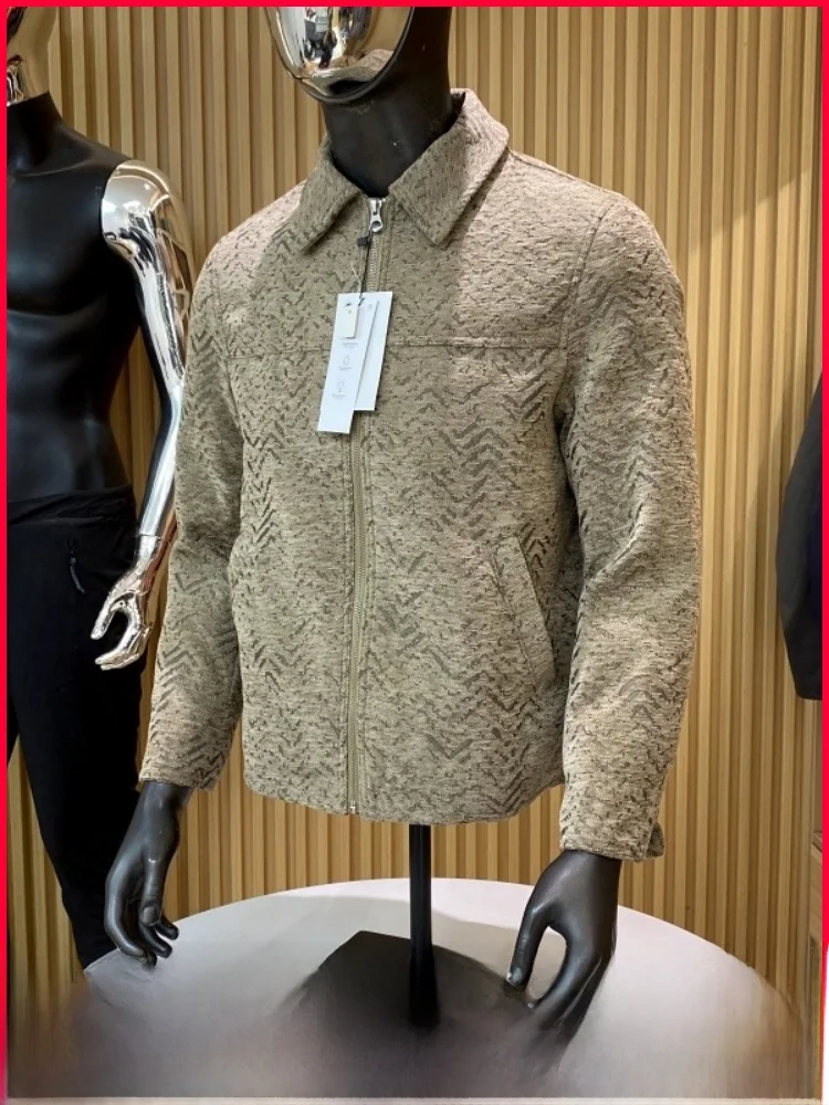 

Cool Men's ort Zipper Jaet Autumn Winter Casual Faion Wood Cra Pattern Embroidery Thiened Outerwear Coat for Youth