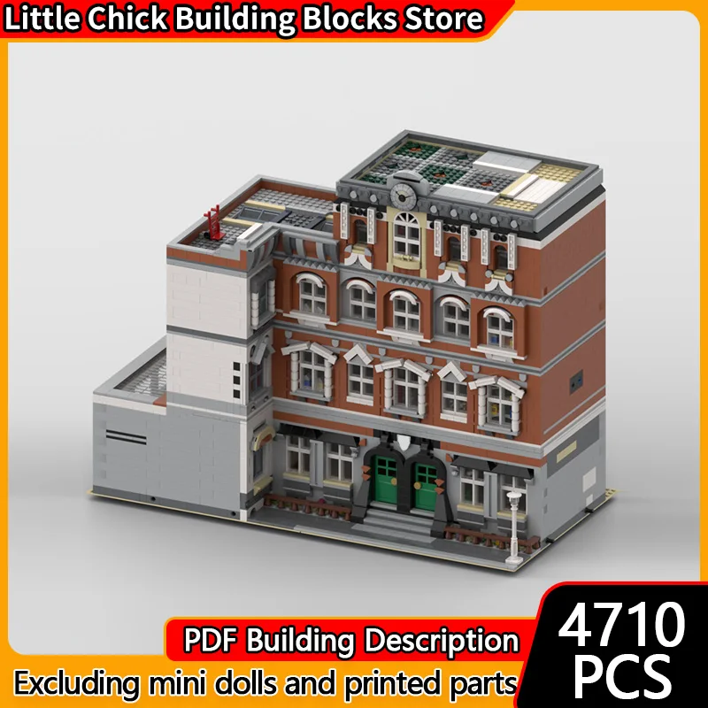 

City Street View Model MOC Building Bricks Small-Town School Modular Technology Children Holiday Gifts Assemble Toys Suit