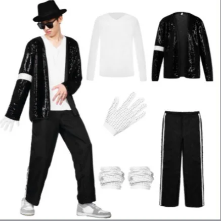 Michael Jackson Performance Costume Men\'s and Women\'s Jackson Imitation Costume Performance Costume Set