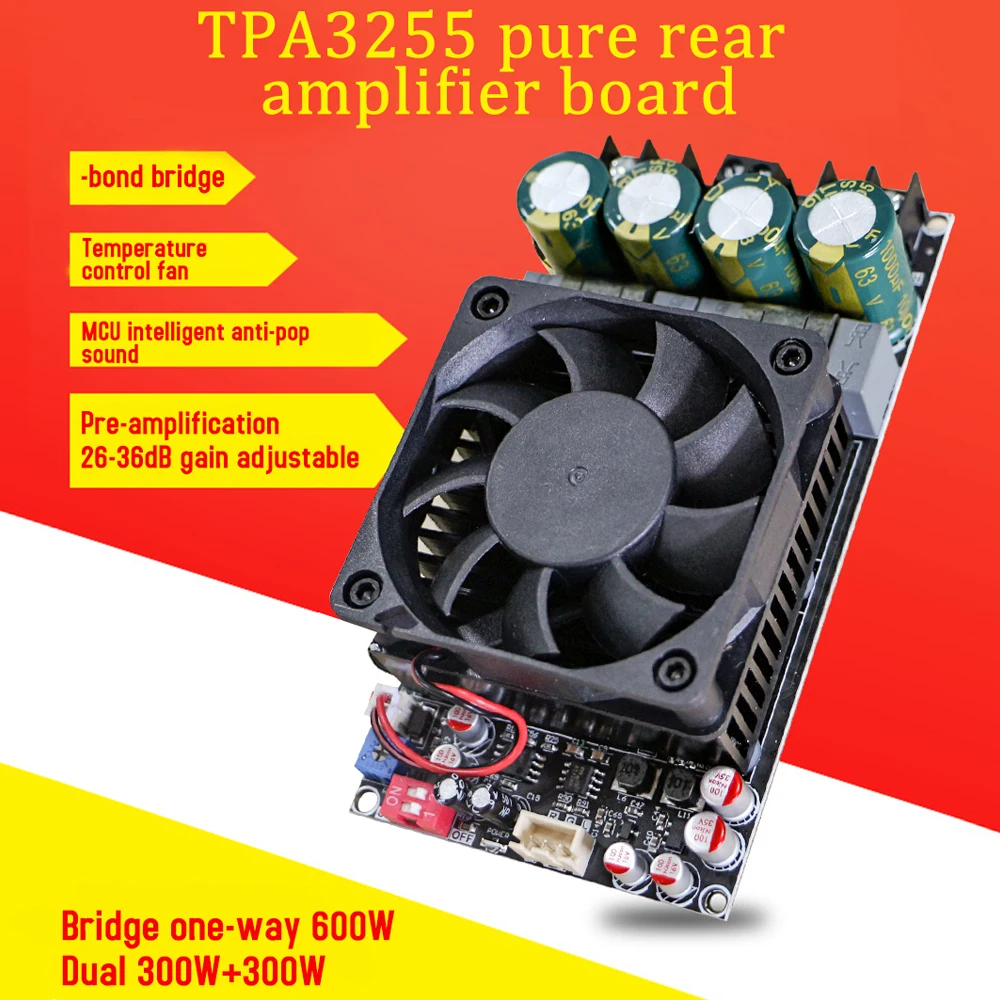 ZK-3002 TPA3255 Pure Rear Level Digital Sound Amplifier Board 300W x2 Bridged Mono 600W Sound AMP Power Amplifier Module