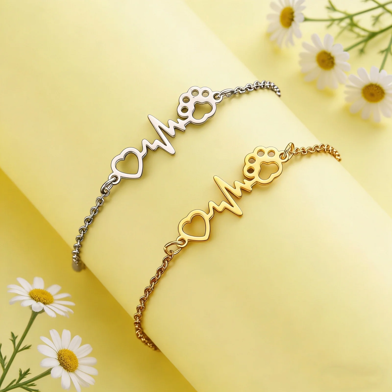 Liebevolles Katzenpfoten-Anhänger Edelstahl-Armband, Modisches Romantisches Süßes Valentinstag-Geschenk für Frauen, Schmuckgeschenke