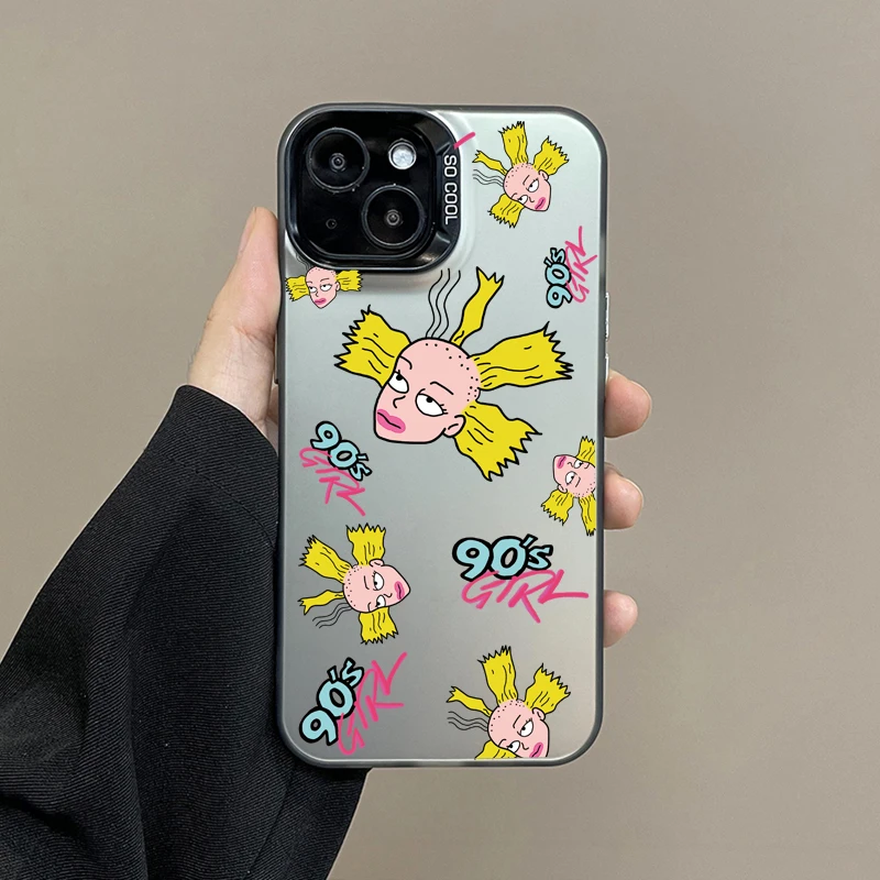 Cartoon Funny Cute R-Rugrats Phone Case for IPhone 16 13 12 11 15 14 Pro Max Plus Creative Border Silver Plated Hard TPU Cover