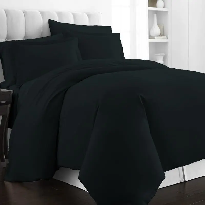 Pure 100% Cotton Duvet Cover Set, Luxurious 400 Thread Count Long Staple Cotton Sateen Quilt Cover, Button Closure