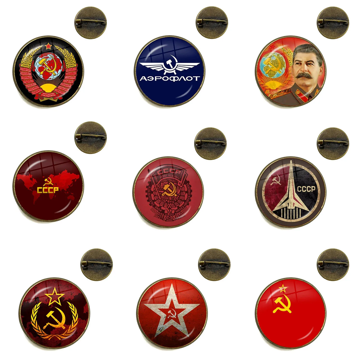 

Советский Союз Сталин Ленин брошь классическая красная звезда молоток серп коммунистическая эмблема CCCP стеклянная булавка 2,5 см