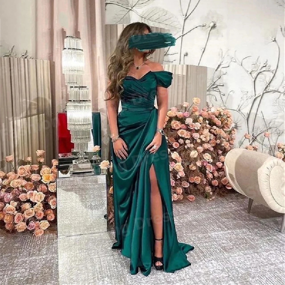 

Sexy Women Mermaid Evening Dresses Off Shoulder Sleeveless Prom Gowns Customized شارون سعيد فساتين سهره Side Slit فساتين سهرة