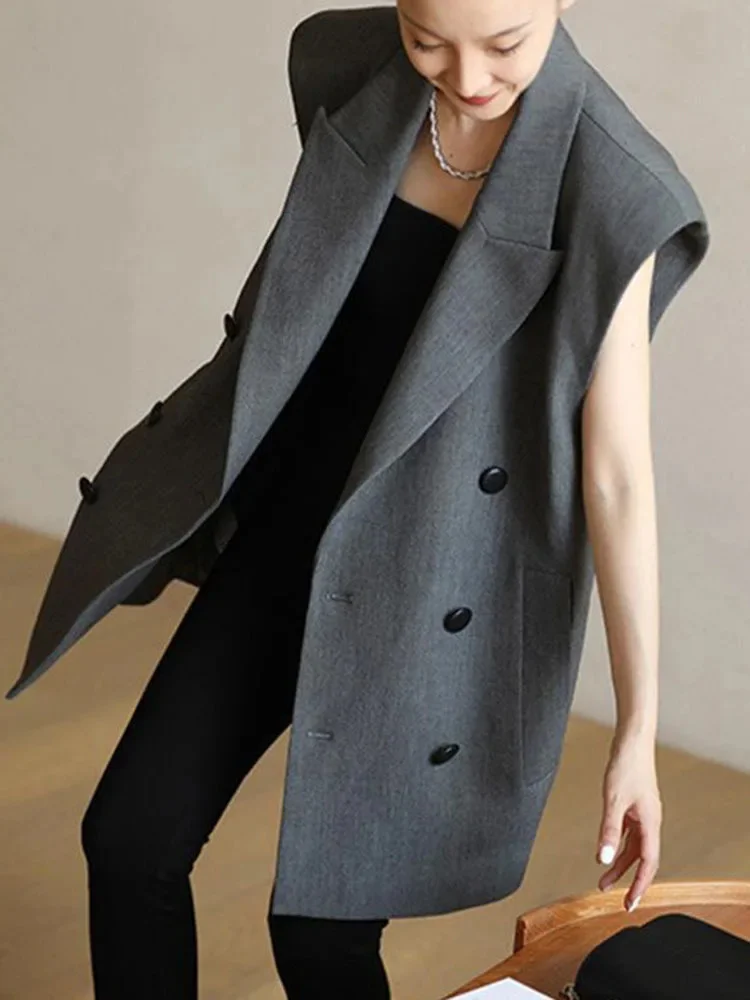 

Designer Hign End Suit Vest For Women Double Breasted Solid Color Sleeveless Fashion Coats 2025 Spring New 2DB2182