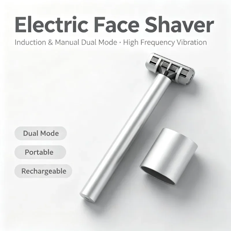 MKODO Electric Shaver Induction & Manual Dual‑Mode High Frequency Vibration Face Shaver Portable Hair Trimmer Cutting Machine