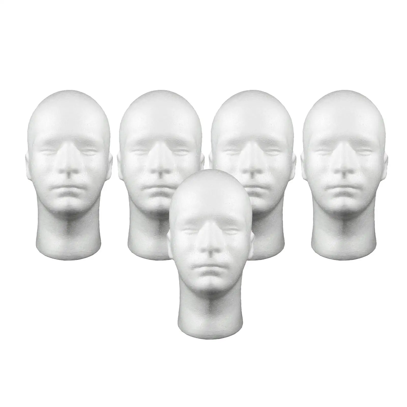 5Pcs Man Foam Male Head Cosmetic Head for Hats Headsets F/ Salon