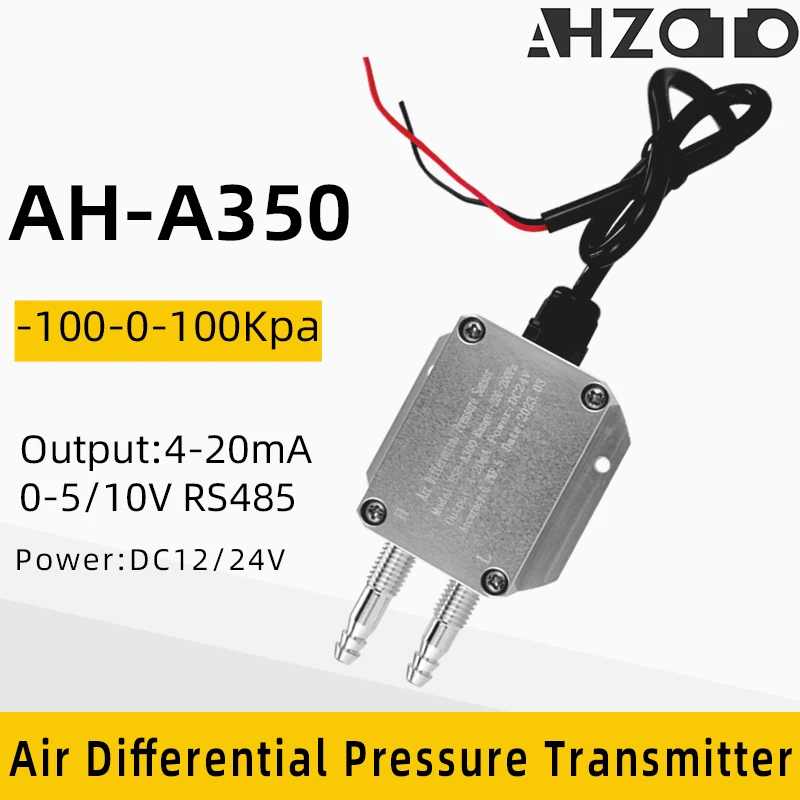 

Air Differental Pressure Transmitter Sensor 4-20mA 0-5/10V RS485 Output Range -100Kpa-0-100Kpa Wind Pressure Transducer