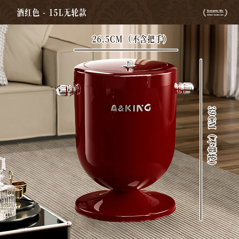 Trash Can Household Living Room with Cover Light Luxury High-end High-value Kitchen with Wheels Removable Trash Can