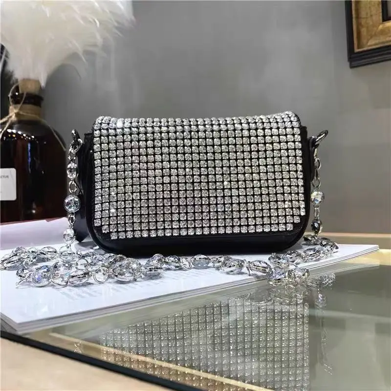 Crystal Shiny Rhinestones Diamond Mobile Phone Bag Luxury Glitter Women's Handbag Lady Purse Shoulder Messenger Bag Casual Bag