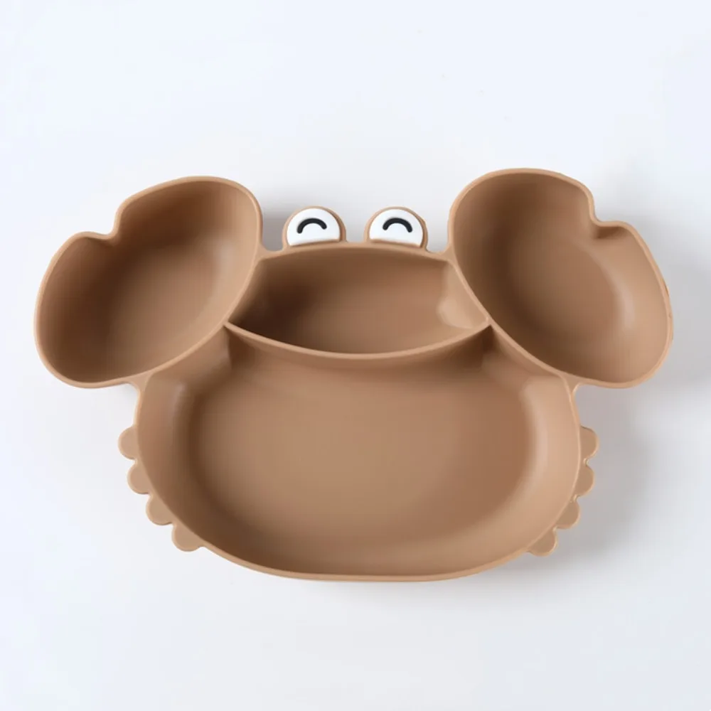 

Portable Children Crab Silicone Suction Bowls Waterproof Cartoon Baby Compartmentalized Dinner Plate with Suction Cups Sturdy