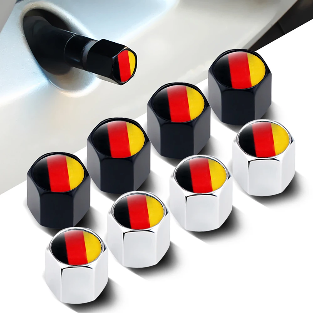 4Pcs/Lot Germany Flag Stems Covers for Audi Skoda Volkswagen Car Wheel Tire Valve Caps Auto Styling for Benz BMW VW Audi Skoda