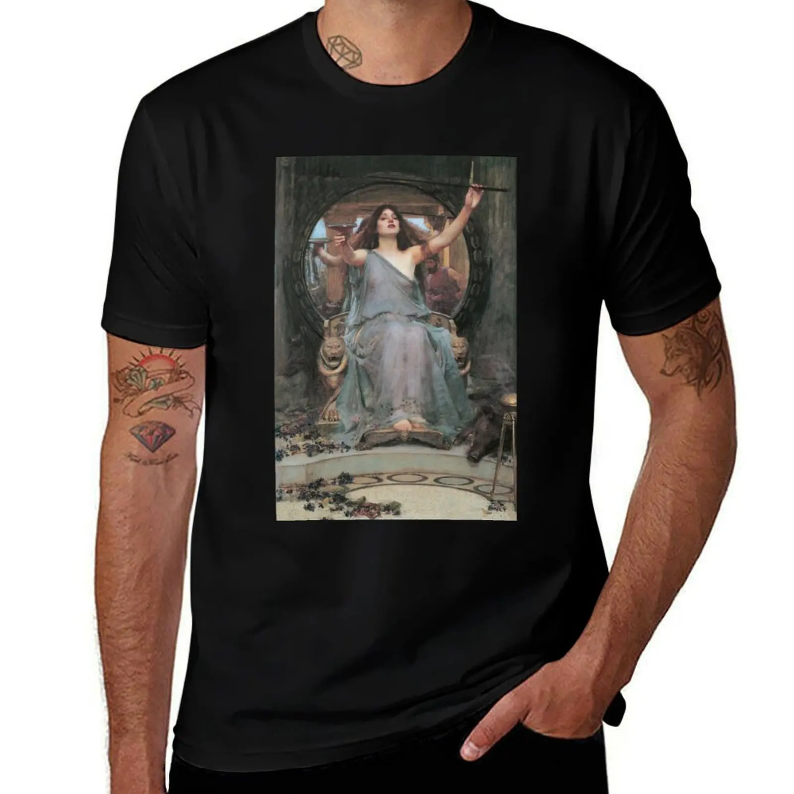 

Circe Offering the Cup to Odysseus by John William Waterhouse T-Shirt hippie clothes cute tops mens designer t shirt