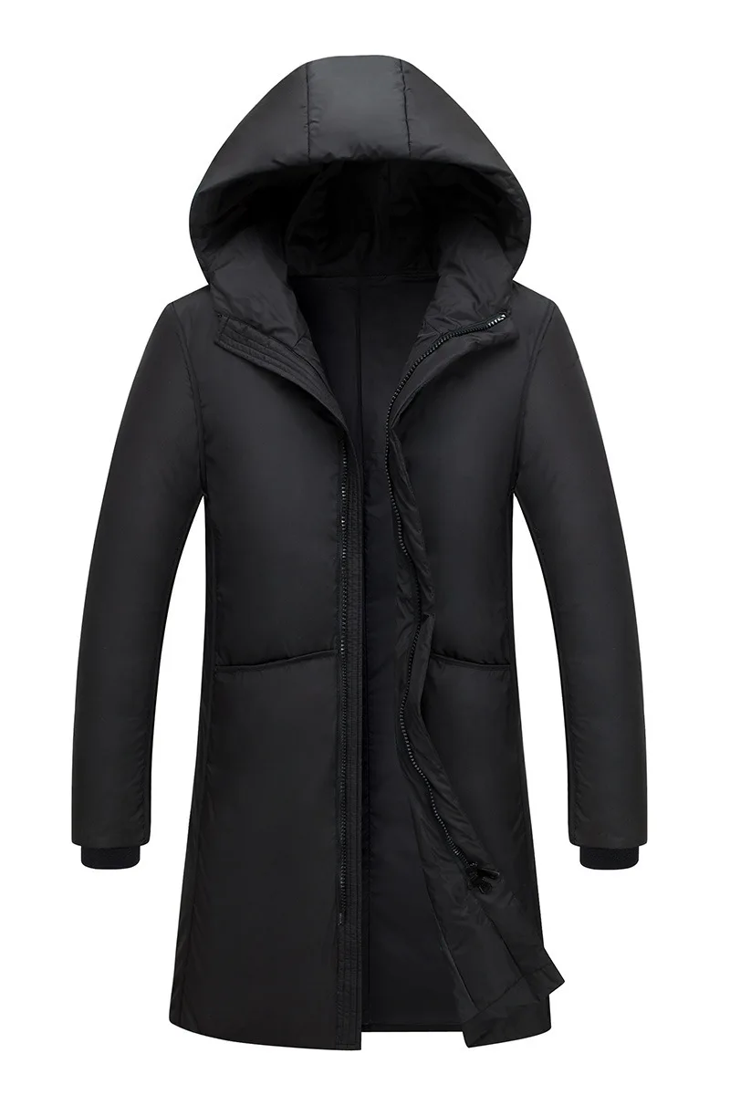Chaqueta larga y cálida para hombre, Parkas gruesas con capucha, Invierno