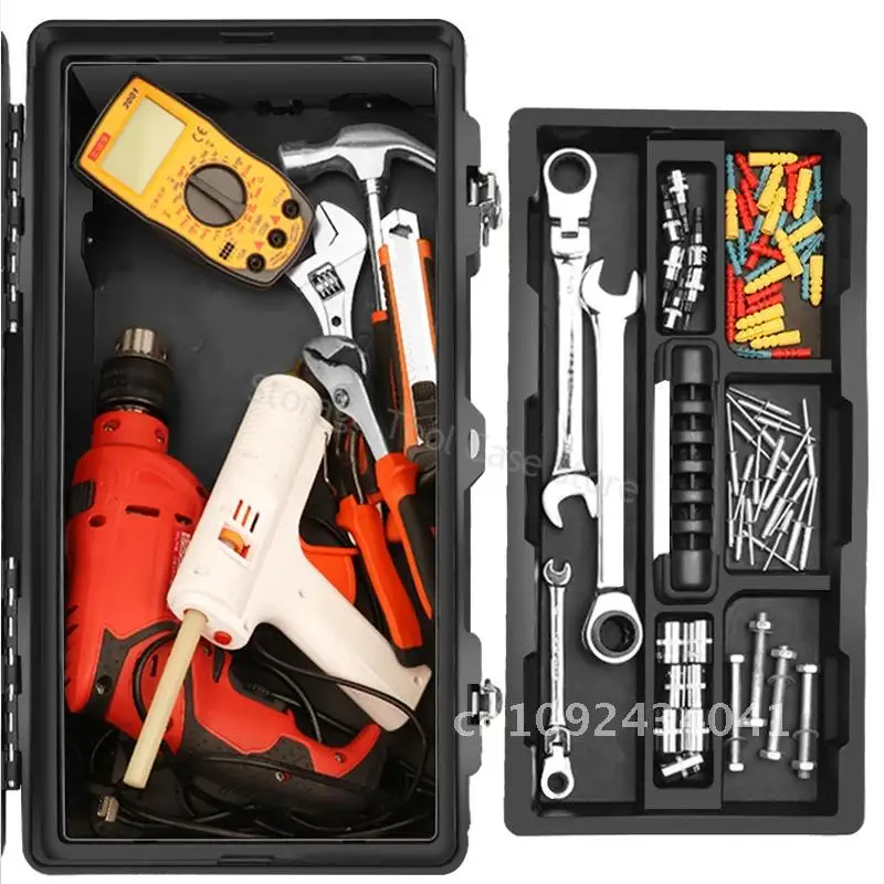 Toolbox Stainless Steel Toolbox Suitcase Empty Large Tool Case Hardware Tool Storage Box Metal Portable Tool Organizer