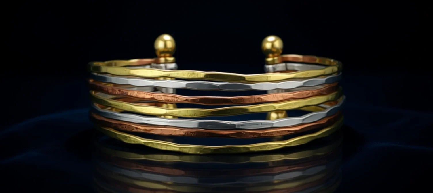 

Модный браслет-манжета из смешанного металла с эффектом ковки