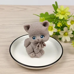 3D Silicone Kitten Soap Molds, Animals Moulds, Sitting Bowtie, Cat Candle Mold, Wedding Birthday, Valentine's Mould, DW0420,