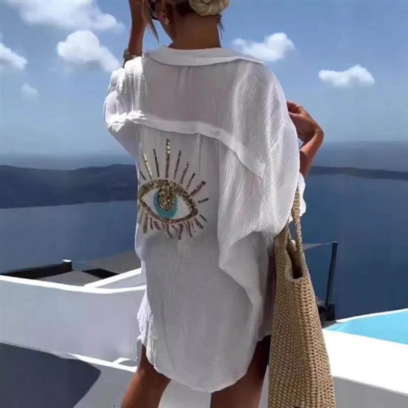 

Women's Collar Long Sleeve Cotton Linen Shirt Loose Fit Comfortable Breathable Spring Fashion European Style Clothing