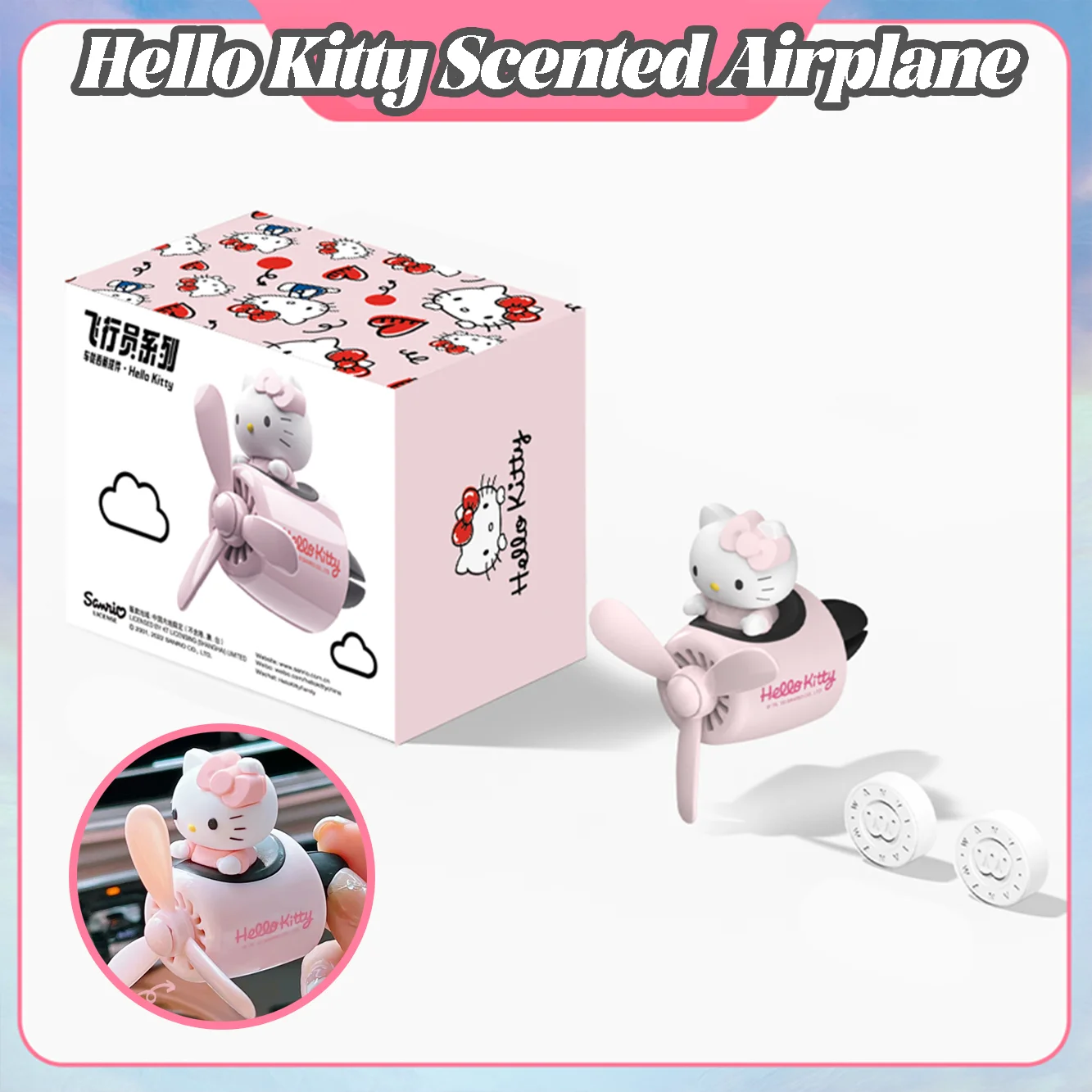 

Hello Kitty Air Freshener Car Perfum Kawaii Sanrio Propeller Outlet Vent Fresheners Perfume Suitable for Car Interior Decoration
